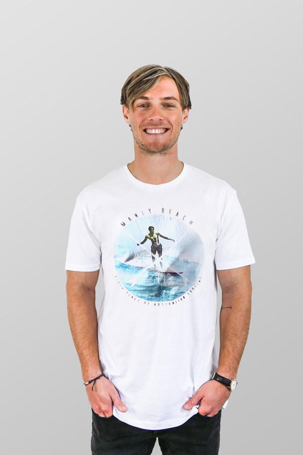 Manly T Shirt Surfer White Mens