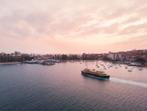 The Manly ferry service arriving at Manly Wharf.